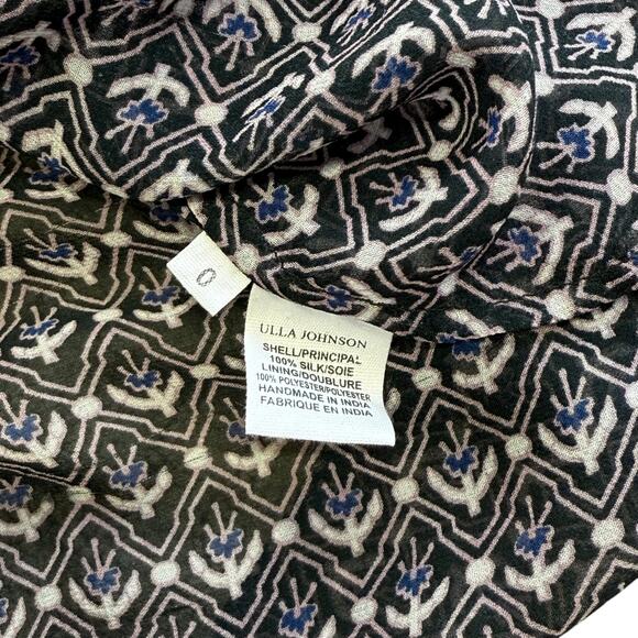 Ulla Johnson Amala Print Silk Double Tassel Sheer Peasant Top Size 0 - Picture 11 of 14